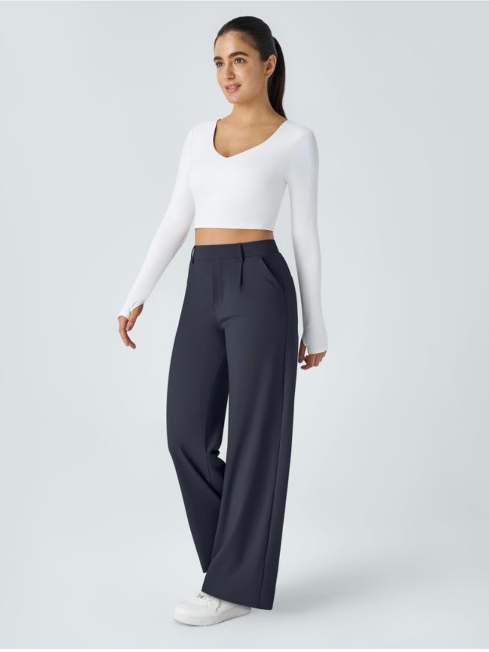 HALARA Wide-Leg Trousers in Dark Charcoal